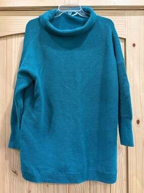 Free People Ottoman Slouchy Tunic Sweater Electric Teal -‎ Small